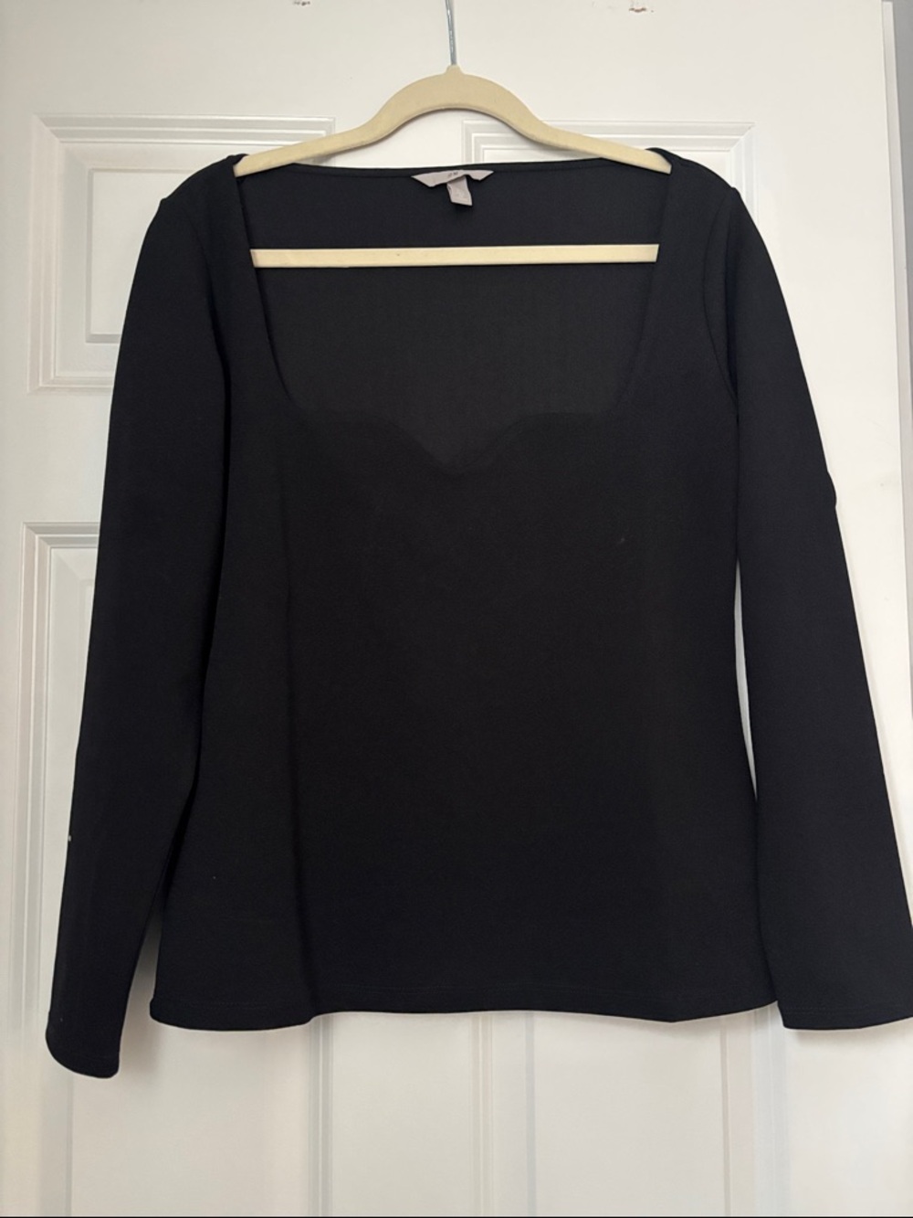 H&M Black Long-Sleeve Scoop Neck Top